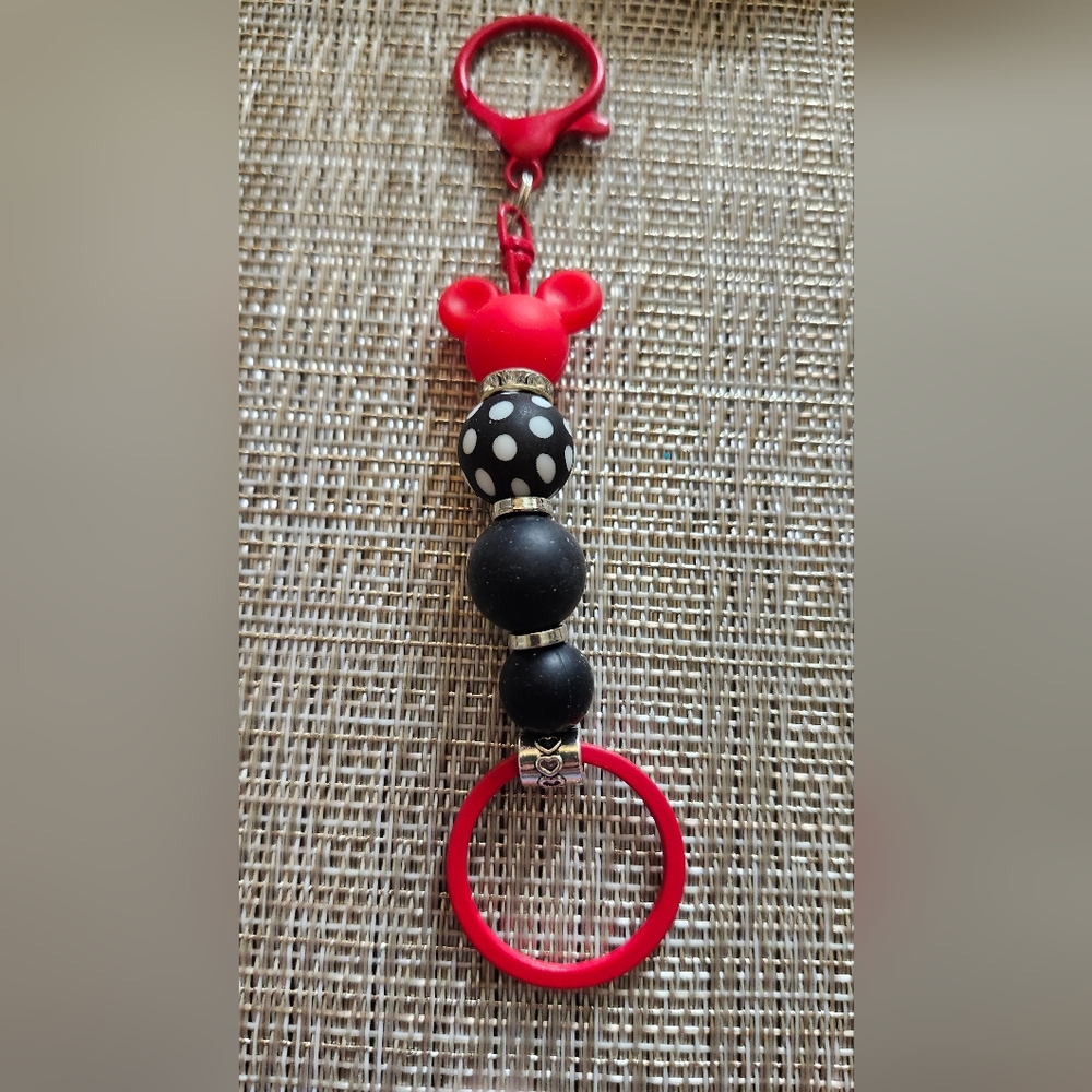 Hand Crafted Red and Black Key Holder with Polka Dots